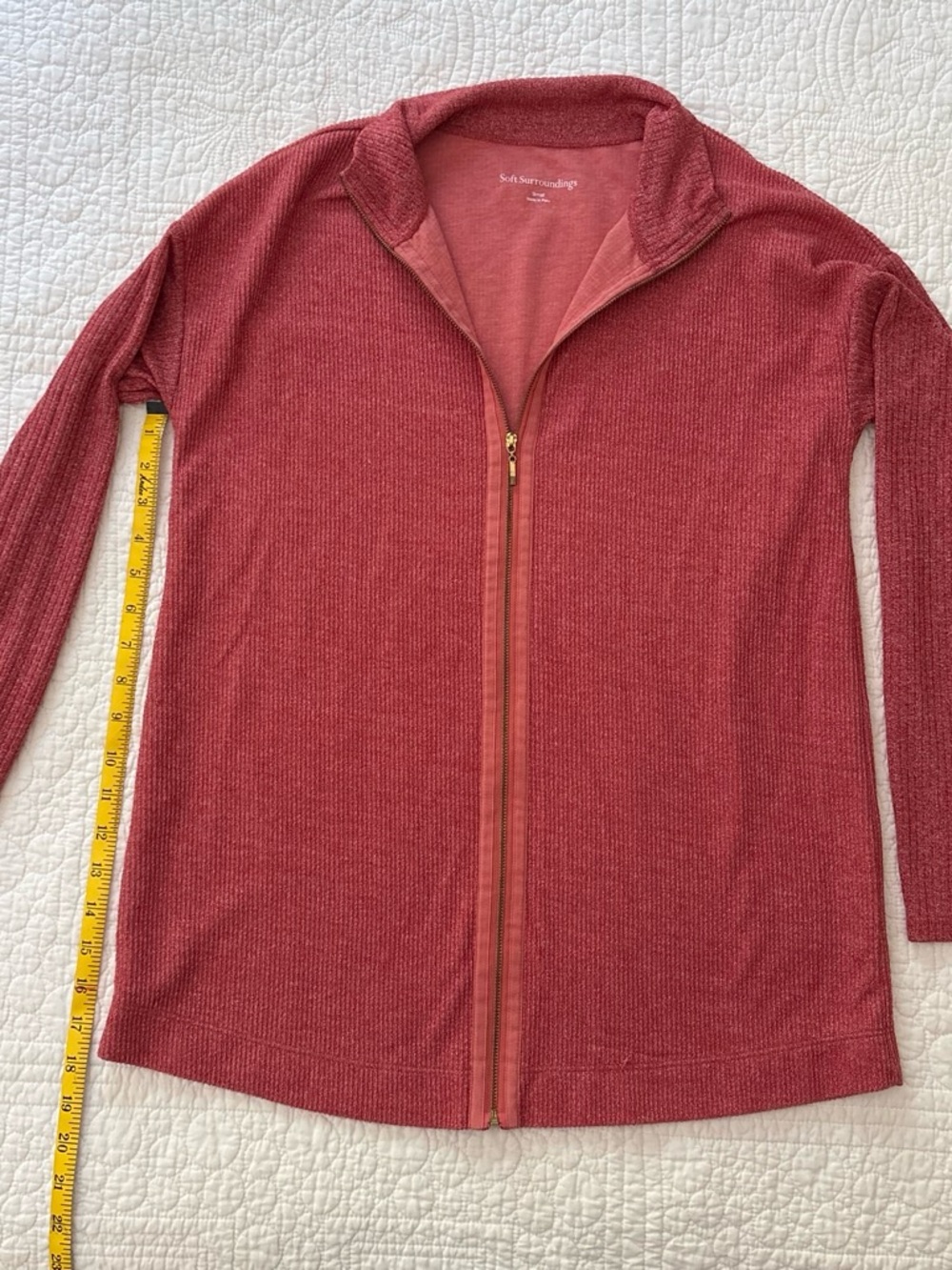 Soft Surroundings Rose Zip-Front Lightweight Cardigan